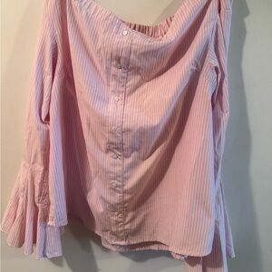 Pink Striped Women's Off The Shoulder Top